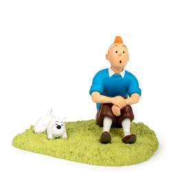 Tintin Figur - Tintin &amp; Terry Sidder i Grsset