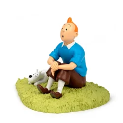 Tintin Figur - Tintin &amp; Terry Sidder i Grsset