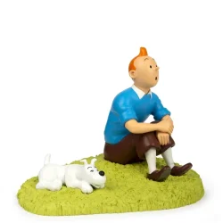 Tintin Figur - Tintin &amp; Terry Sidder i Grsset